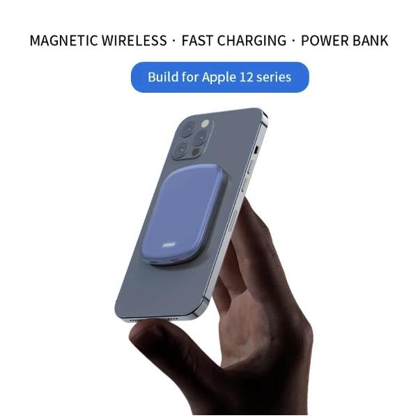 Nieuwste Magnetic wireless Charger - Voor Apple iPhone 12 Magsafe - powerbank 5000 mAh - Blue