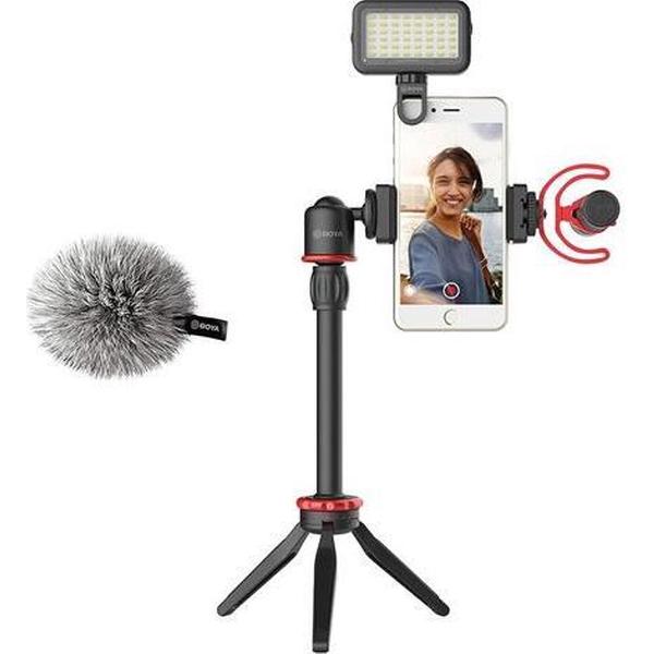 Boya Vlogging kit with BY-MM1+ and smartphone holder + LED