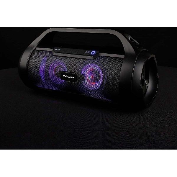 Party Boombox Tot 6 Uur | 2 | 60 W | Media afspeelmogelijkheden: AUX / Micro-SD / USB | IPX5 | Koppelbaar | Handgreep | Zwart