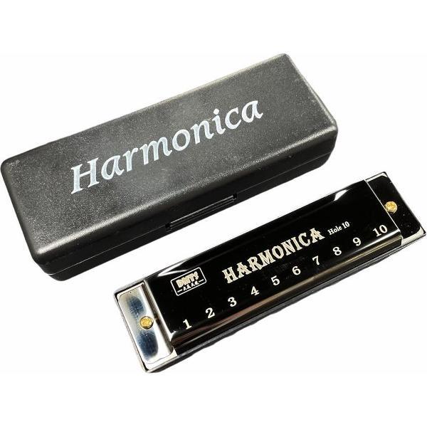 DTMS Metalen Mondharmonica - C-Majeur - DMTS Mondharp - Mondharmonica voor Volwassenen - 10 Gaten + Gratis Opbergdoos - Mondharmonica C - Mond Harmonica - Mondharmonicas