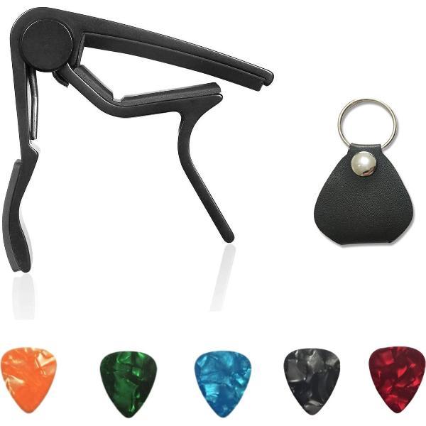 Capo / Gitaarklem / Capo Snaren / Akoestisch / Gitaar accessoires / Elektrisch / Gitaar / Plectrum / Plectrum houder / Capo Gitaar set zwart