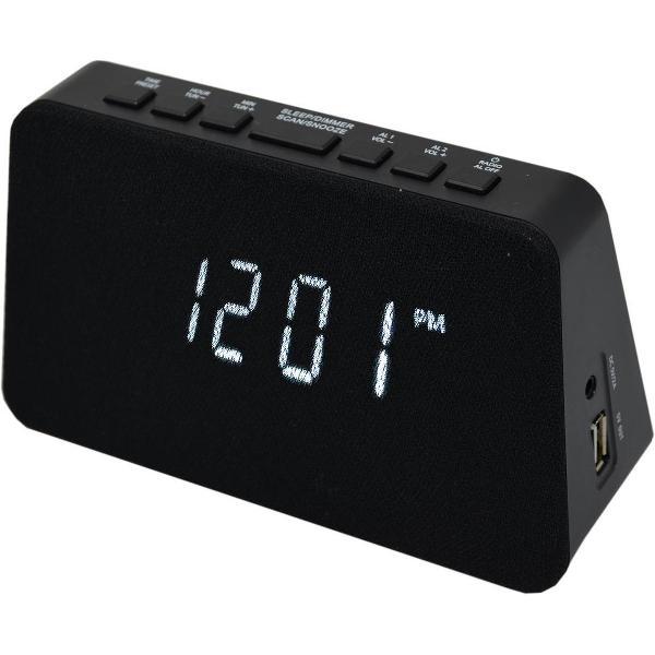 AIC WM3020I wekkerradio met draadloze telefoonoplader - Dual alarm – zwart