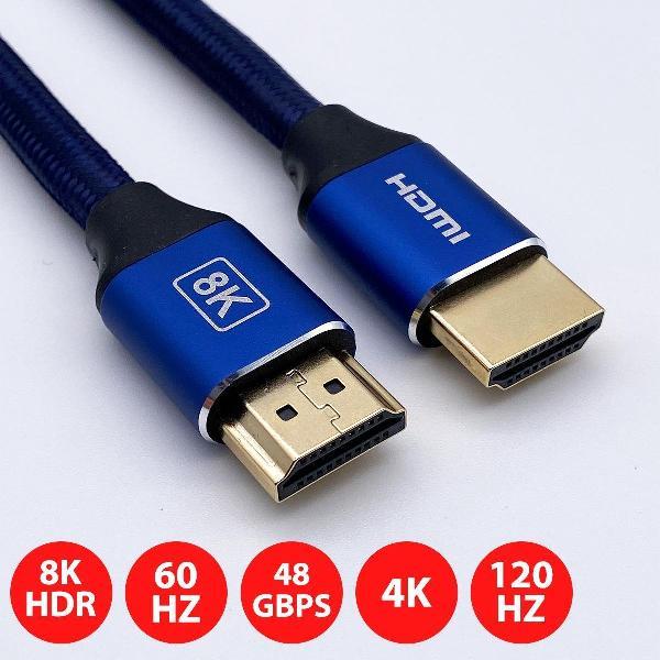 8K Premium 1 Meter HDMI Kabel 60HZ Ultra high speed 2.1 DSC 48Gbps HDR TDR UHD 24k gold plated - PS5 en Xbox