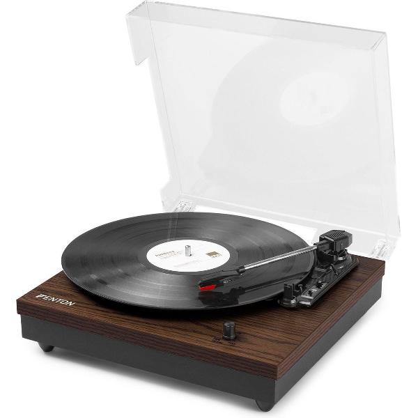 Platenspeler Bluetooth - Fenton RP112D stereo platenspeler met Bluetooth, ingebouwde speakers, auto stop - Geschikt voor alle vinyl platen - Darkwood