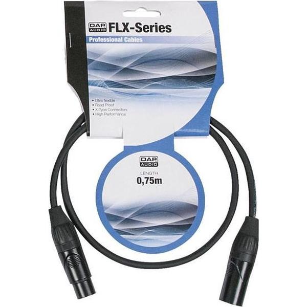 Microfoonkabel DAP X-type FLX0175- bal. XLR/M 3 p. > XLR/F 3 p. 0,75 cm