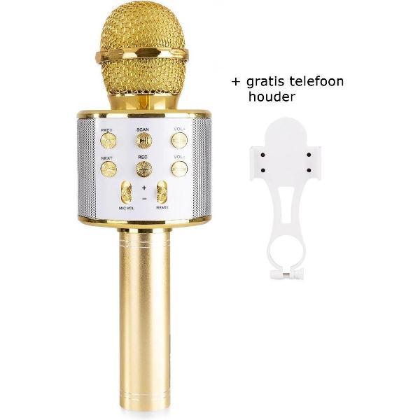 Sendo Karaoke Microfoon - Karaoke Set - Bluetooth Verbinding - Kinderen en Volwassenen - Stemvervormer - Draadloos - Goud