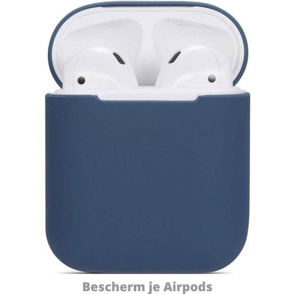 iBuyy® Silicone Hoesje Apple Airpods 1/2 Oplaadcase Cover draadloos Airpods l Airpods Hoesje Siliconen Case - Donkerblauw