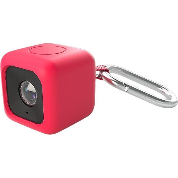 Polaroid Cube 90cm draagriem met silliconen bescherming en metalen klip - Rood