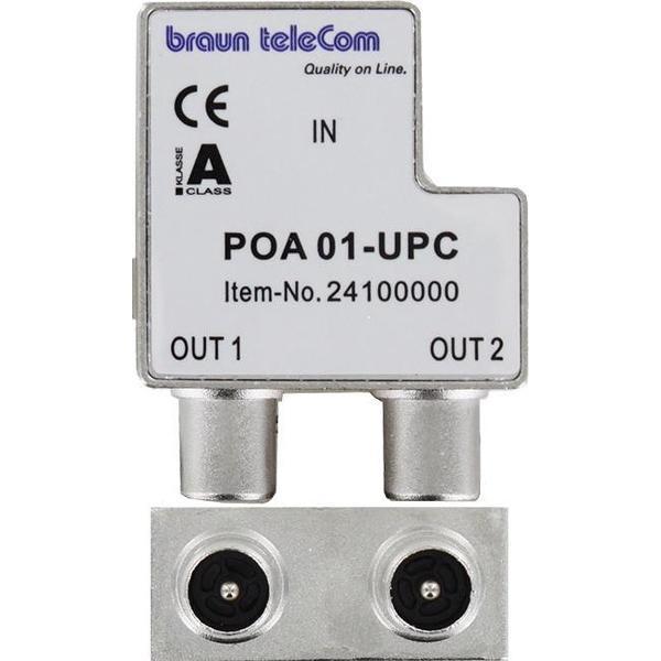 Braun Telecom TV splitter POA 01-UPC met 2 uitgangen - 4 dB / 5-2000 MHz (Ziggo geschikt)