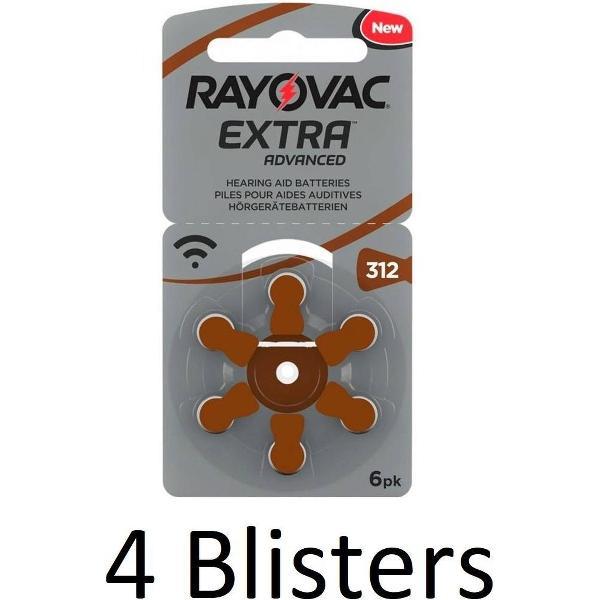 24 Stuks (4 Blisters a 6 st) Rayovac Extra Advanced, 312 - bruin – hoortoestel
