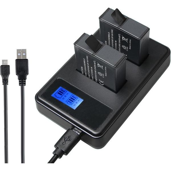 Dubbele Batterij Oplader met LCD Display voor GoPro Hero 7 / 6 / 5 (AHDBT-501 Batterij Lader) | Zwart / Black