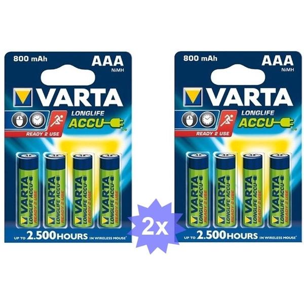 Varta Oplaadbare batterij AAA HR3 800mAh - 8 Stuks (2 Blisters a 4st)