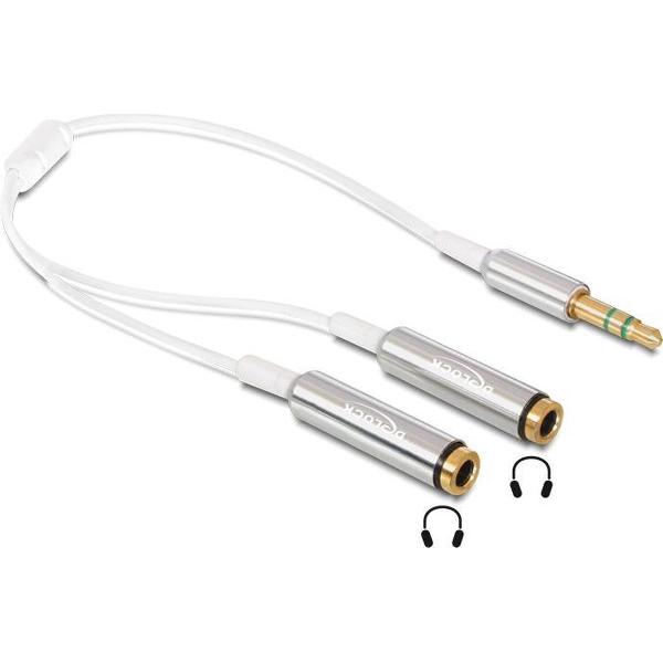 DeLOCK 3,5mm Jack stereo audio splitter / slim kabel - wit - 0,25 meter