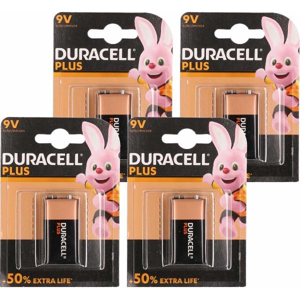 4x Duracell batterij 9 volt blok - batterijen - high energy / 9V blokken
