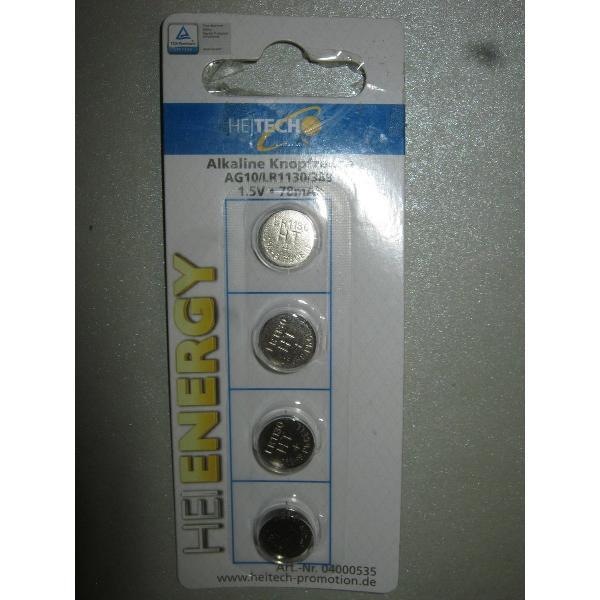 Heitech HeiEnergy Alkaline Knoopcel batterijen AG10 LR1130 389 1.5 Volt