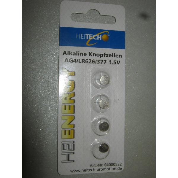 Heitech HeiEnergy Alkaline Knoopcel batterijen AG4 LR626 377 1.5 Volt
