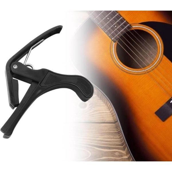 Gitaar capo akoestisch - Gitaarklem - Plectrum - Elektrisch - Gitaar capo klassiek - Ukelele capo, banjo, mandoline - Kapodaster - Zwart
