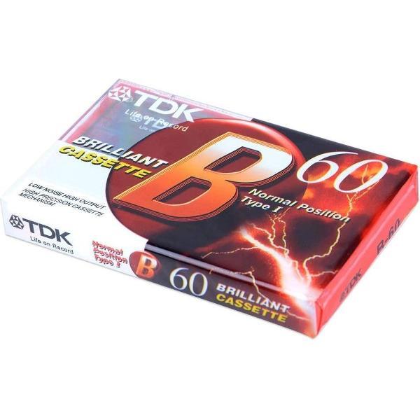 Audio Cassette Tape TDK B-60 normaal Position type I - Uiterst geschikt voor alle opnamedoeleinden / Sealed Blanco Cassettebandje / Cassettedeck