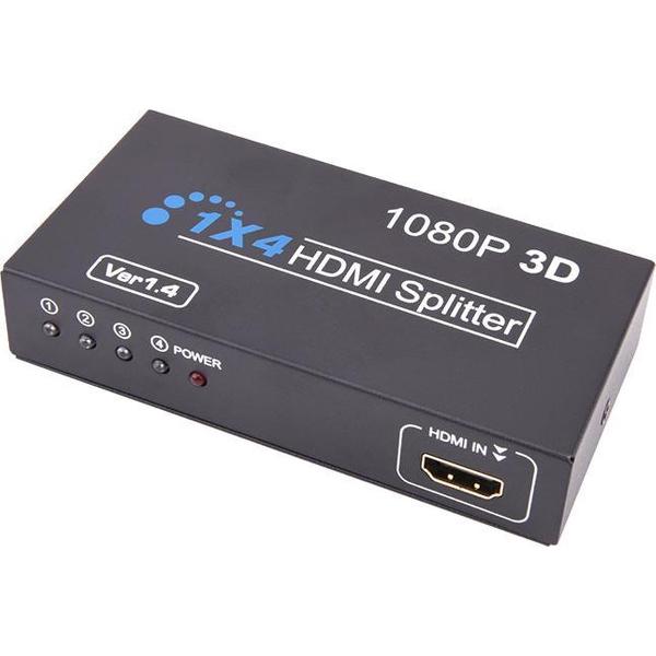 Garpex® HDMI Converter 4 Poort Splitter - 4K - DC 1.4V Power Adapter Multimedia - 1 Input 4 Output