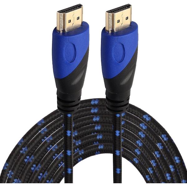 HDMI kabel 10 meter - HDMI naar HDMI - 1.4 versie - High Speed - HDMI 19 Pin Male naar HDMI 19 Pin Male Connector Cable - Nylon blue line