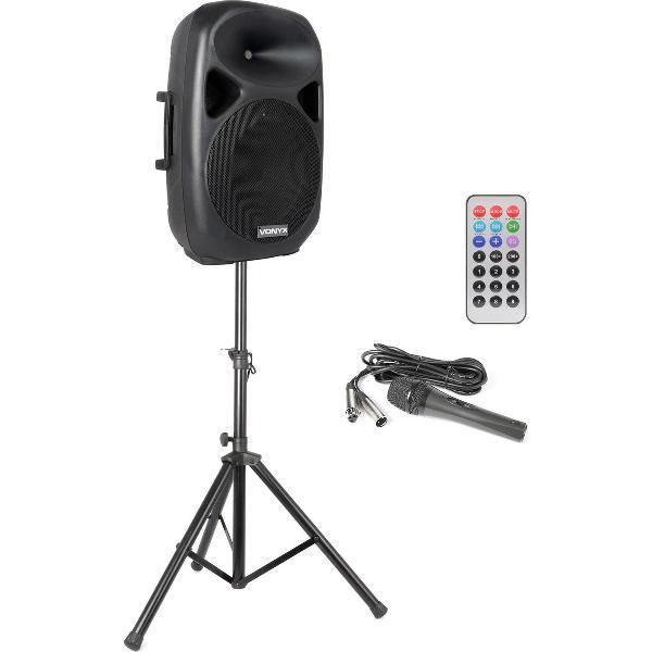 Vonyx SPS152 Actieve Speaker 15 inch SD/USB/MP3/BT met Standaard