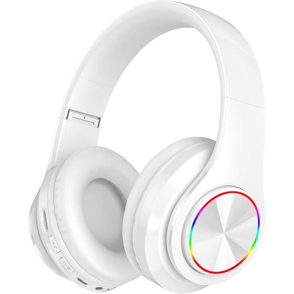 Pro-Care Excellent Quality™ Wireless Bluetooth over-ear Headset met LED verlichting - Microfoon - FM radio en SD card mogelijkheid. Kleur Wit.