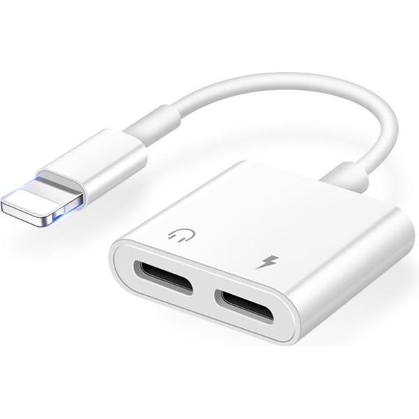 2 in 1 Adapter Splitter Lightning Voor De iPhone 7 / 8 / Plus / X / XR / 11 / 11 PRO / 11 PRO MAX/ 12 / 12 PRO / 12 PRO MAX / muziek luisteren en opladen tegelijk