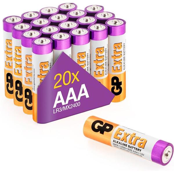 GP Extra Alkaline batterijen AAA micro mini penlite LR03 batterij 1.5V - 20 stuks - AAA batterij