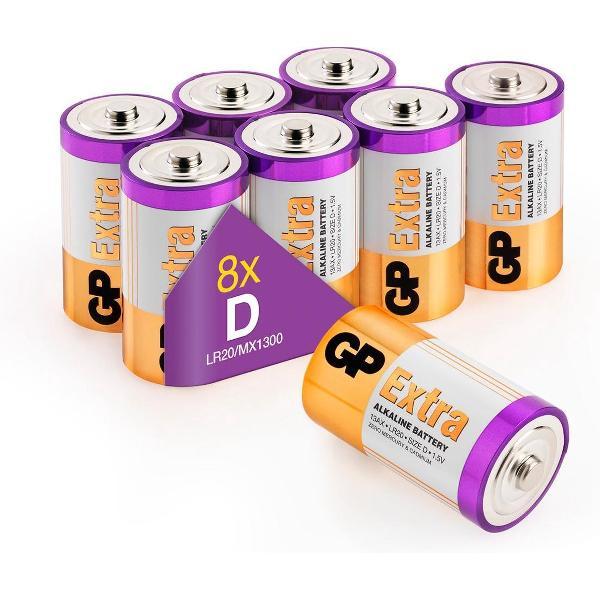 GP Extra Alkaline batterijen D Mono LR20 batterij 1.5V - 8 stuks D batterijen
