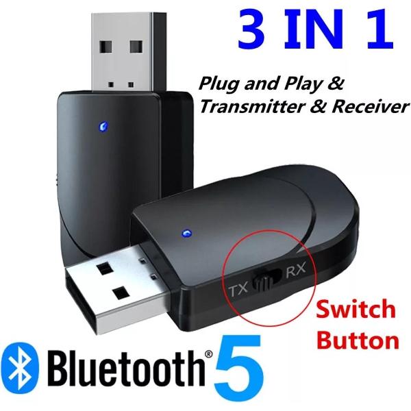 Bluetooth 5.0 USB transmitter en receiver - USB stick - zender en ontvanger - Audio/TV/Koptelefoon/Luidspreker/Audio auto/Box/Speaker/Surround set/ Aux kabel - Compact