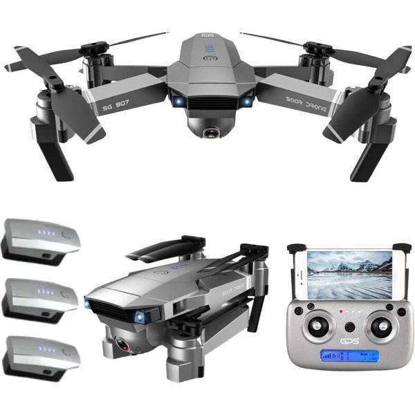 Drone met 4K HD camera – 75 minuten vliegtijd GPS 5G WIFI FPV - Fly more combo - Zilver