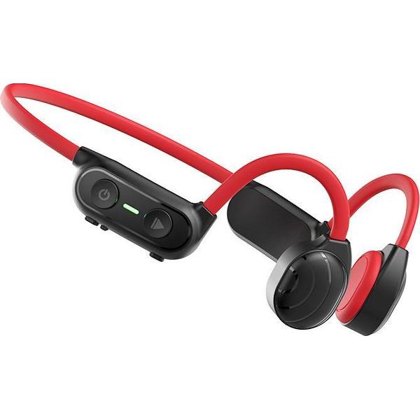 PowerLocus Bone Conduction oordopjes - OpenEar Bluetooth oordopjes met Microfoon - Rood