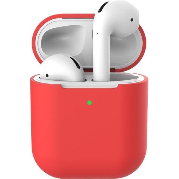 Beschermhoes voor Apple Airpods - Rood - Siliconen case geschikt voor Apple Airpods 1 & 2