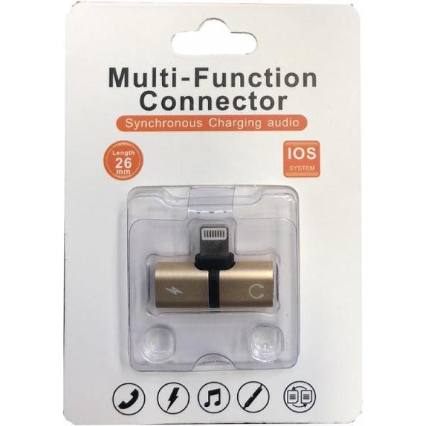 New Mini 2-in-1 Lightning iOS Multi-Function Connector Adapter with Charge Port and Headphone Jack Work up to IOS12- GOUD