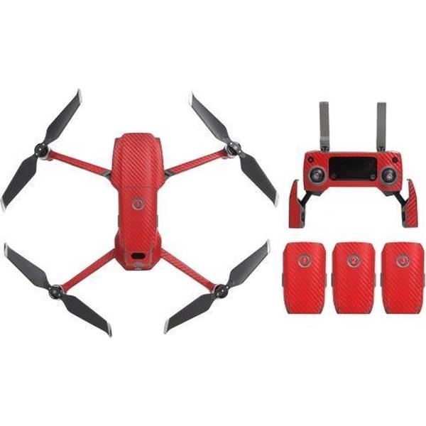 Sunnylife Carbon Fiber Waterproof All-surround 3D PVC Sticker Kit voor DJI Mavic 2 Pro / Zoom Drone Quadcopter (rood)