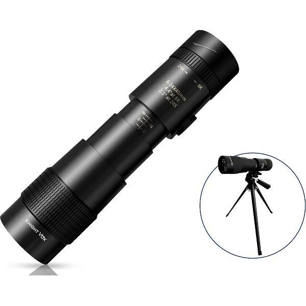 Knight Vox 8-24x40mm Monoculair – Monokijker – Verrekijker – 24X Zoom – 40mm Lens – Focus - Telescoop – Objectief - INCLUSIEF STATIEF – Tripod – Compact – Zwart – Outdoor - Natuur