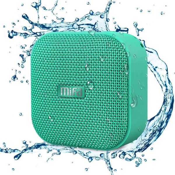 mini-luidspreker Bluetooth, technologie TWS, 15 uur speeltijd, IP56 waterdichte en stofdichte draadloze luidspreker met 3,5 mm audio-ingang