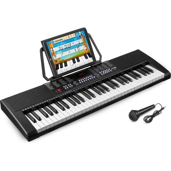 Keyboard - MAX KB4 keyboard piano met 61 toetsen, trainingsfunctie, microfoon en vele andere opties - Het perfecte beginners keyboard!