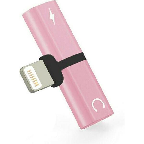 Audio Adapter Splitter Roze - Opladen en Audio Beluisteren - iPhone - iPad - Nieuw Model