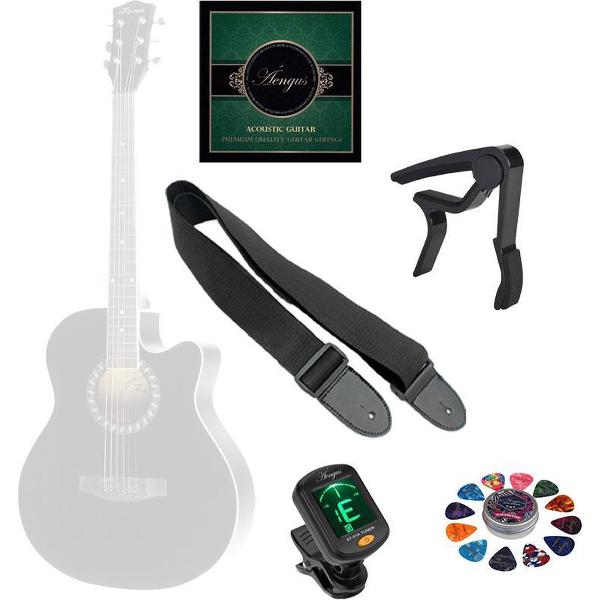 Áengus accessoires set voor Western en Akoestische Gitaar, uitgebreid