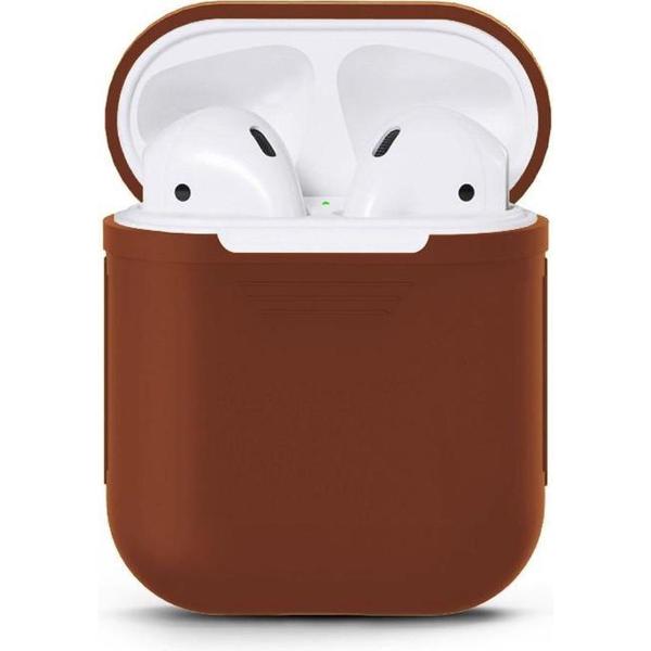 AirPods Hoesje - Siliconen Bescherm Case Hoesje - Bruin - Smartphonica