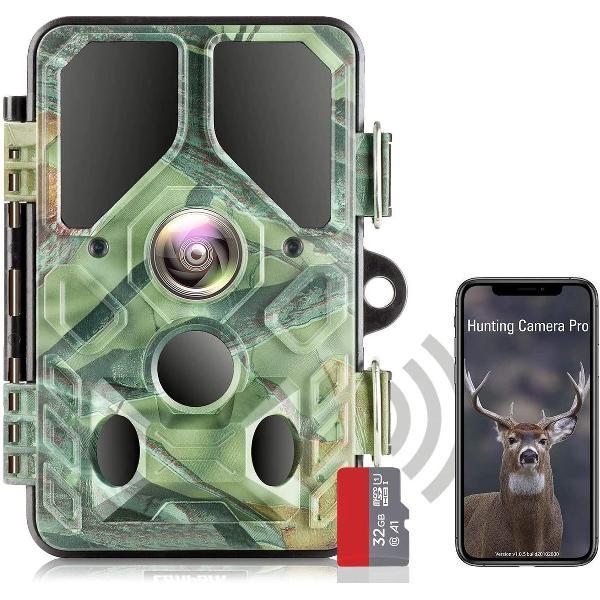 WIFI WildPro 350+ - Wildcamera met WIFI & nachtlens - 24MP - FULL HD - Inclusief standaard & 32GB SD CARD -