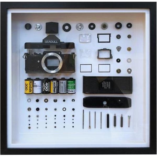 Niet-werkend display Mechanische 3D-filmcamera Montage van vierkant fotolijstje Demonteer de fotolijst, model: stijl 2, levering willekeurig cameramodel