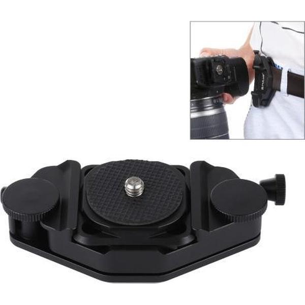 PULUZ Capture Camera Clip CNC Aluminium Quick Release Clip met plaat (zwart)
