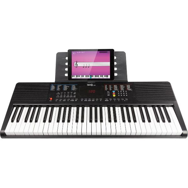 RockJam 61-toetsen draagbaar elektronisch keyboard met toetsnootstickers, voeding en Simply Piano App-inhoud
