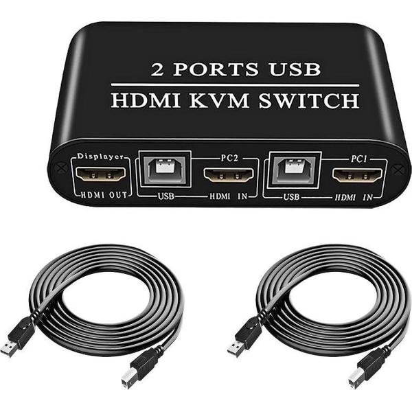 DrPhone 4HS - 2 Poorten HDMI Switch - Ondersteund - Box 4K 30Hz & 3D & 1080P Ondersteund - Met 2 Usb Kabels