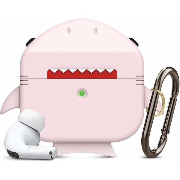 Haai Case Cover Voor Airpods Pro - Siliconen Roze | Watchbands-shop.nl