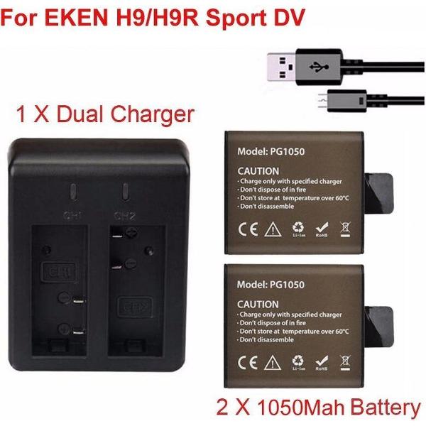 Batterij Set + Duo Lader voor Eken A9 / W9S / H8R / H9R