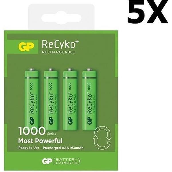 GP AAA 1000mAh Oplaadbare Batterij - 5 Blisters (20 batterijen)