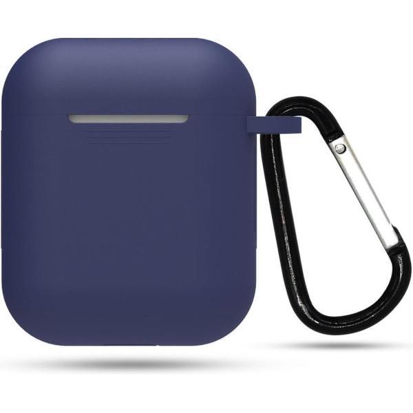 Siliconen case | geschikt voor airpods | karabijnhaak | donker blauw